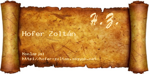 Hofer Zoltán névjegykártya